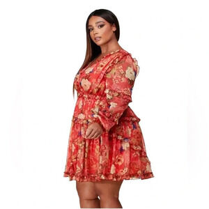 L’atiste by Amy chiffon floral mini dress size 2X